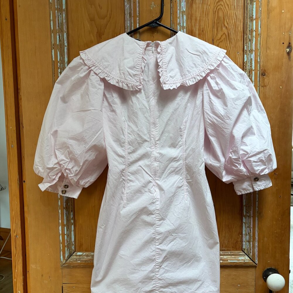 Ganni Pink Poplin Short Dress - Picture 2 of 6